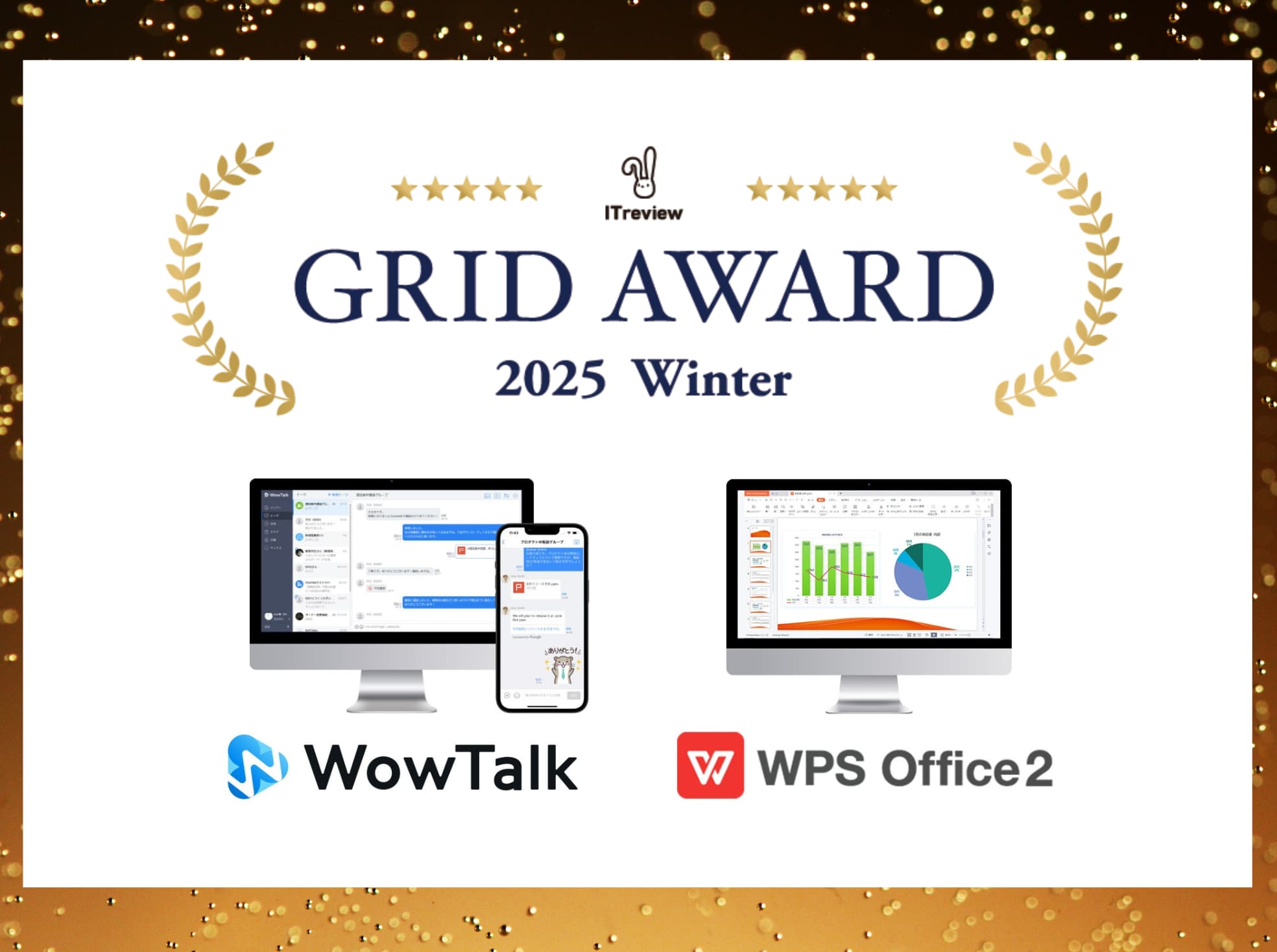 ビジネスチャット・社内SNS「WowTalk」とオフィスソフト「WPS Office」、ITreview Grid Aw